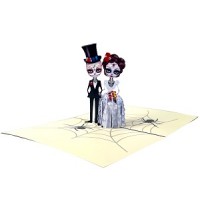 Handmade 3D Pop Up Halloween Card, Gothic Spider Noble Vintage Wedding Couple Skelton Bride Groom,Seasonal Greetings,Celebrations Card